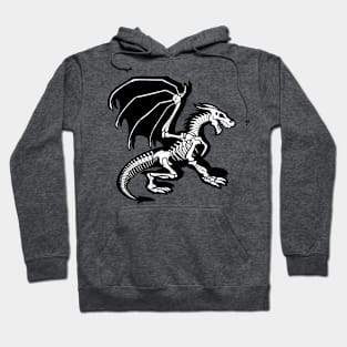 Grey Background Black Skeleton Dragon Design, Bag of Bones Dragon Hoodie